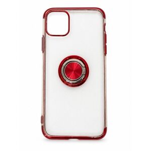Clear iPhone Case with Metallic Red Bumper Rotating Ring Stand Kickstand 13-505